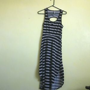 Black and white horizontal stripe summer dress.